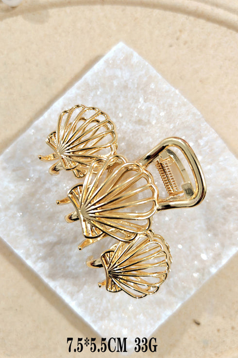 Gold Metallic Plated Hollowed Shell Claw Hair Clip