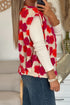 Racing Red Plush Flower Embellishment Open Front Vest