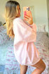 Light Pink Sweetheart Patchwork Mockneck Oversize Sweatshirt