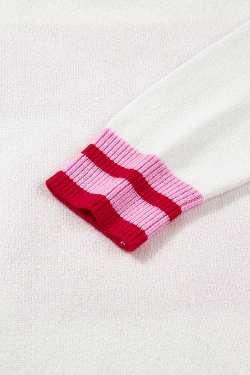 striped trim sweater