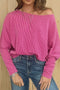 Rose Red Twisted Ribbed Dolman Long Sleeve Top
