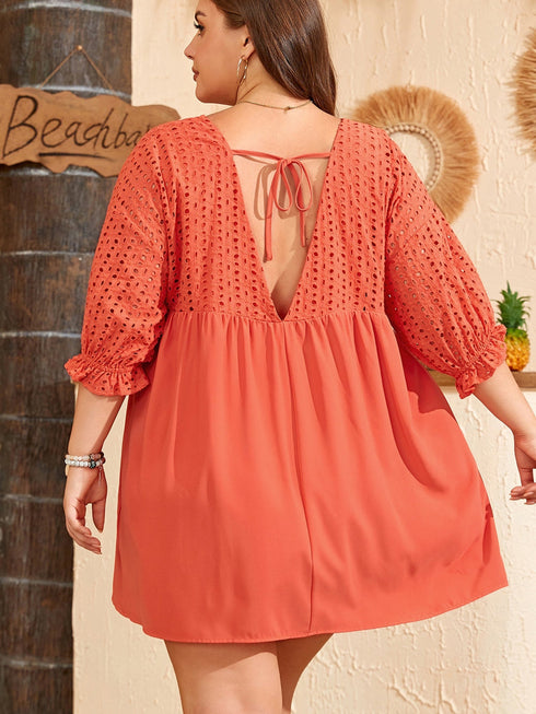 carrot-plus-size-eyelet-contrast-bodice-babydoll-dress