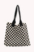 Color black Checkered Knit Eco-Friendly Tote Bag