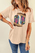 khaki-sequined-western-boots-crew-neck-graphic-tee
