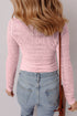 Light Pink Semi Sheer Lace Long Sleeve Cropped Top