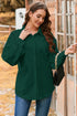 Blackish Green Cable Texture Puff Sleeve Loose Shacket
