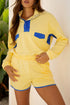 color block pullover short set