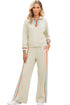 Apricot Striped Patchwork Quarter Zip Pullover Loose Pant Set