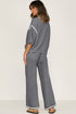 Medium Grey Contrast Trim Half Sleeve Top Drawstring Pants Loose 2pcs Sweater Suit