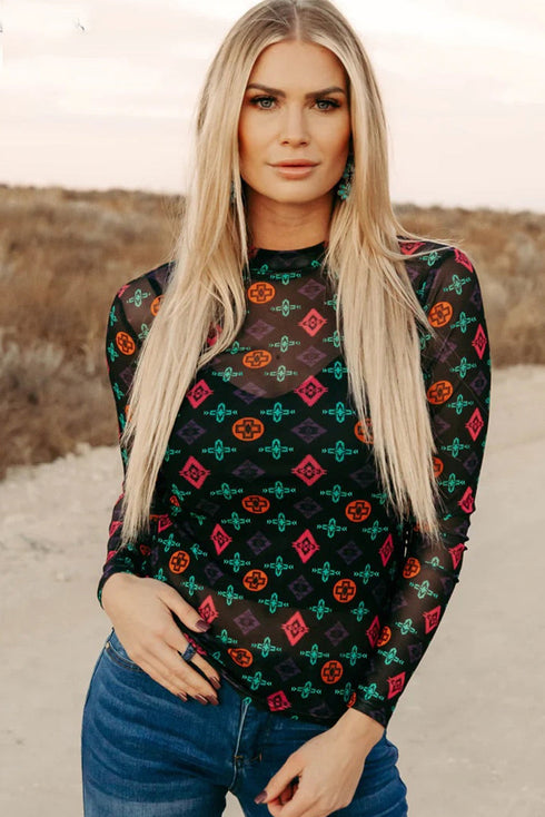 western print top