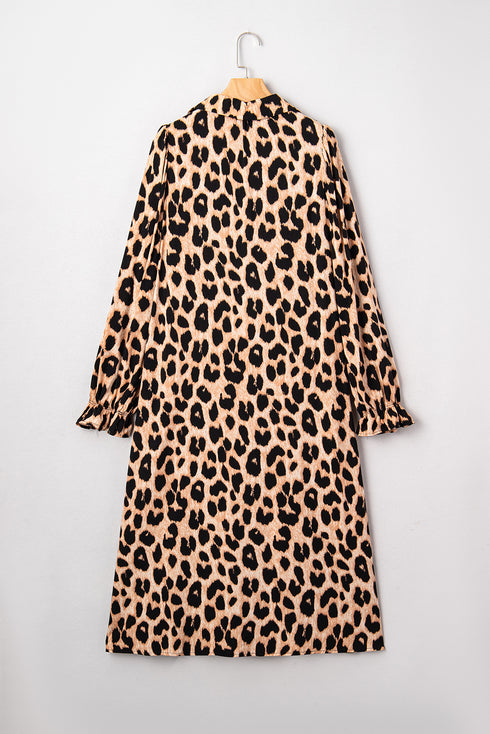 leopard print midi dress