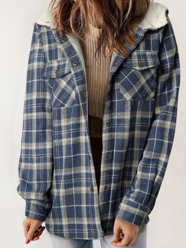 blue-plaid-pattern-sherpa-lined-hooded-shacket