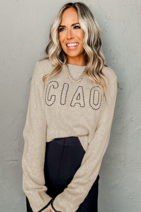 oatmeal-ciao-letter-graphic-crew-neck-sweater