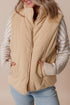 Light French Beige Corduroy Stand Neck Zipped Puffer Vest