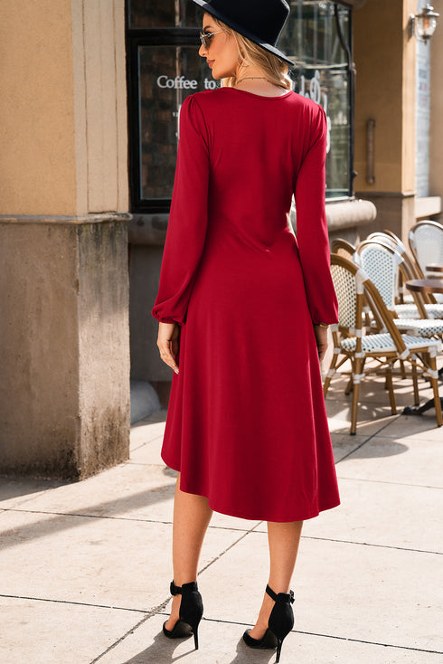 red midi dress