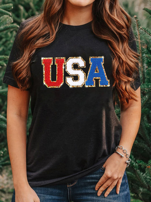 black-glitter-trim-chenille-usa-graphic-t-shirt