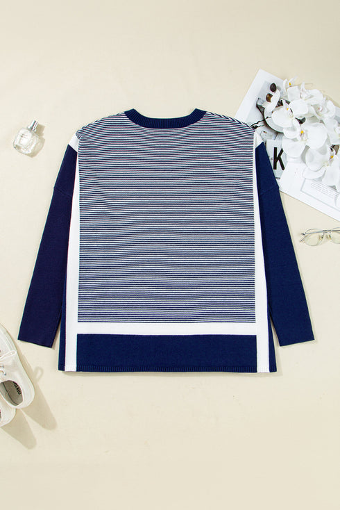 color block knit sweater