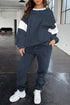Navy Blue Drop Shoulder Loose Sweatshirt and Joggers Active Set