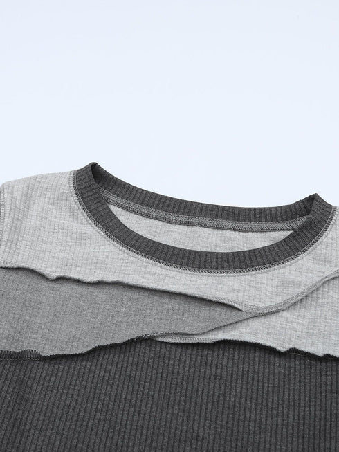 gray-expose-seam-color-block-ribbed-knit-top