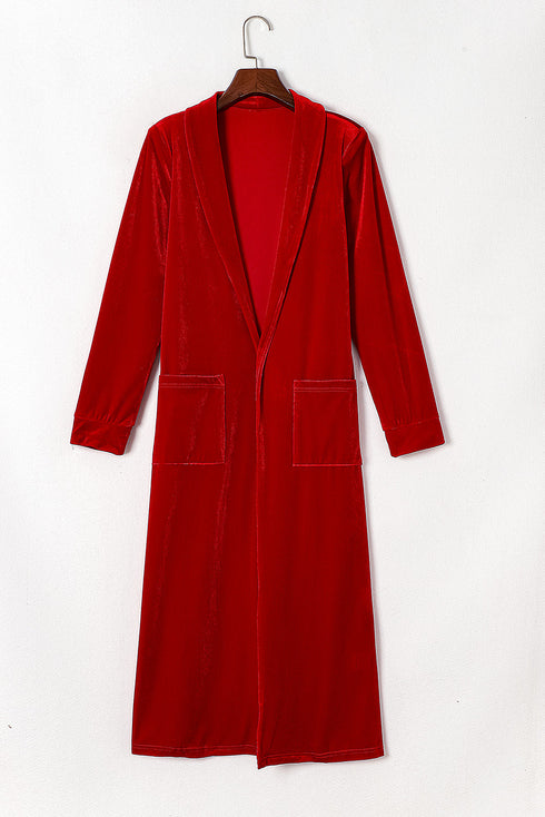 fiery-red-velvet-open-front-pocketed-long-duster