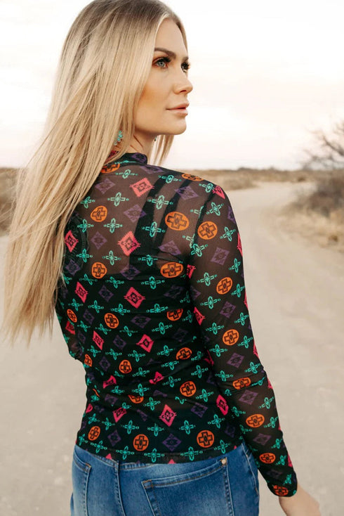 western print top