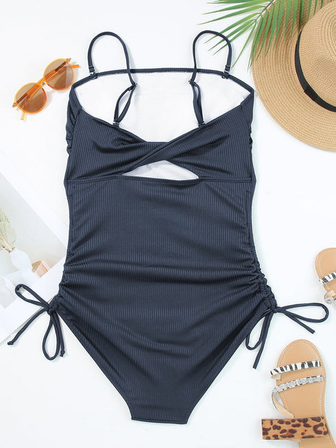 navy-blue-ribbed-drawstring-sides-cutout-one-piece-swimsuit