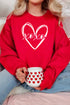 Red xoxo Valentines Heart Sketch Printed Pullover Sweatshirt