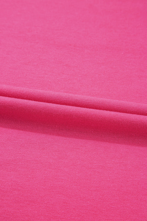 Rose Red Vibrant Striped Detail Athleisure 2pcs Short Set