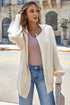 Beige Solid Color Knit Lapel Collar Single Button Sweater Cardigan