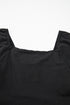 Black Square Neck Ruched Puff Sleeve Romper