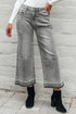 Gray Raw Hem Straight Leg Loose High Waist Jeans