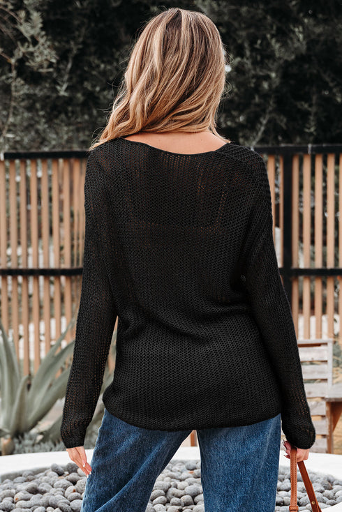 black crochet sweater