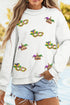 White Mock Neck Sequined Mardi Gras Mask Holiday Sweatshirt