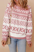 Fushia Abstract Print Pullover Sweater