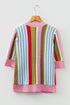 Multicolour Striped Pointelle Knit Short Sleeve Sweater