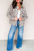 Brown Leopard Print Button Front Contrast Collar Patchwork Jacket