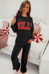 Black JOLLY Corded Long Sleeve Top and Pockets Pants Set