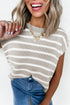 Parchment Side Slits Crewneck Short Sleeve Sweater Tee
