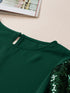blackish-green-plus-size-sequin-short-puff-sleeve-top