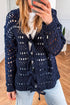 Navy Blue Crochet Tie Front Cardigan