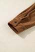 Camel Corduroy Full Buttoned Collared Shirt Style Plus Size Dress