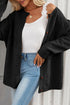 Black Solid Color Textured Detail Button Down Long Sleeve Sweater Cardigan