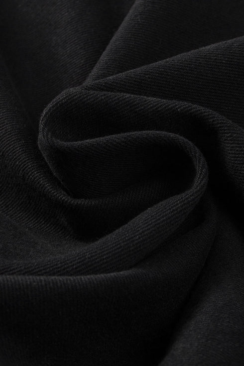 black-sequin-sleeve-pocketed-raw-hem-denim-jacket