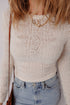 Jet Stream Semi Sheer Lace Long Sleeve Cropped Top