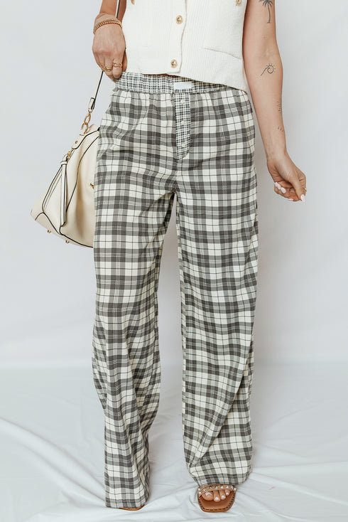 plaid wide leg pants