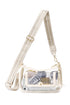 Beige PU Leather Clear PVC Patchwork Single Shoulder Stadium Bag