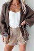 Chicory Coffee Drop Shoulder Collared Zip Up Sweater Cardigan
