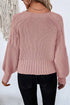 Light Pink Mixed Texture Knit Button V Neck Sweater Cardigan