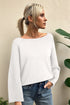 White Solid Color Knit Loose Bracelet Sleeve Dolman Sweater