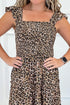 Brown Ruffled Straps Smocked Tiered Leopard Maxi Dress